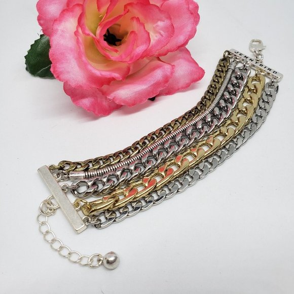 Jenny Bird Austin Cuff Mixed Metal Stacked Layered Chain Bracelet - Picture 12 of 12